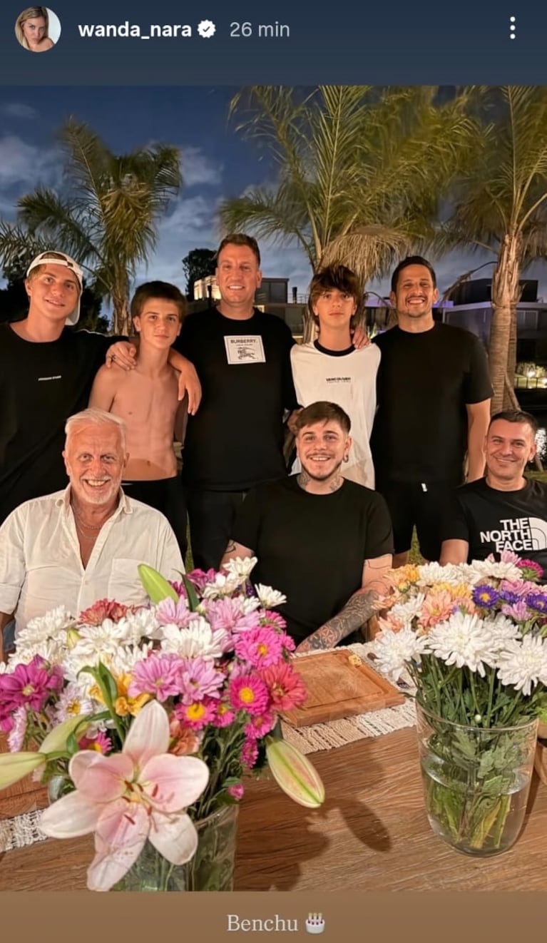 Guido Icardi con la familia de Wanda Nara. Foto: Captura de Instagram Stories (@wanda_nara)