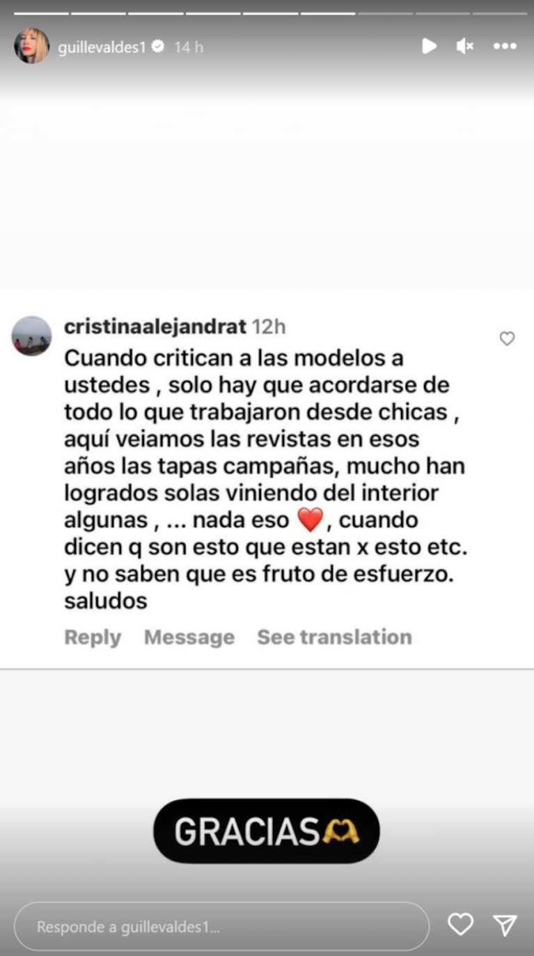 Guille Valdés se emocionó ante el mensaje de una fan que destacó sus esfuerzos: "Ustedes que critican a las modelos"
