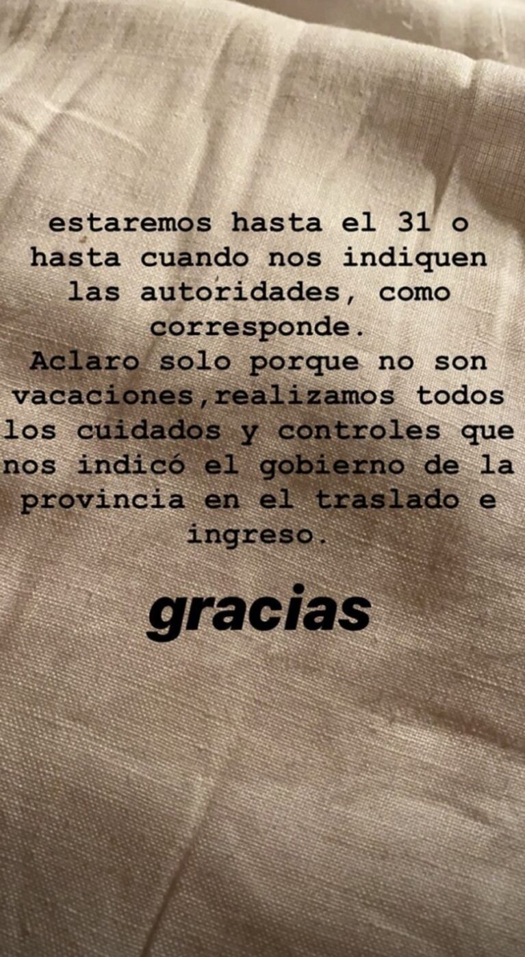 Guillermina Valdés enfrentó las críticas y explicó por qué viajó a Esquel en plena pandemia: "No estamos de vacaciones"