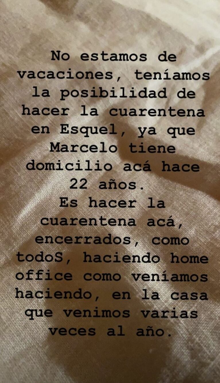Guillermina Valdés enfrentó las críticas y explicó por qué viajó a Esquel en plena pandemia: "No estamos de vacaciones"