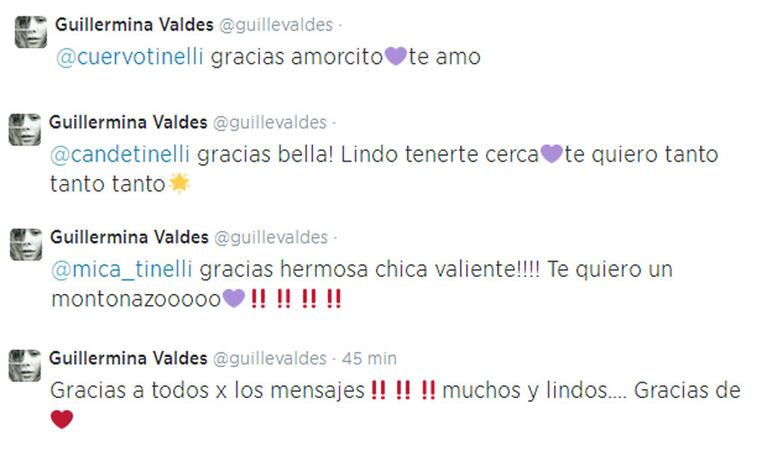 Guillermina Valdés respondió los saludos (Foto: Twitter)