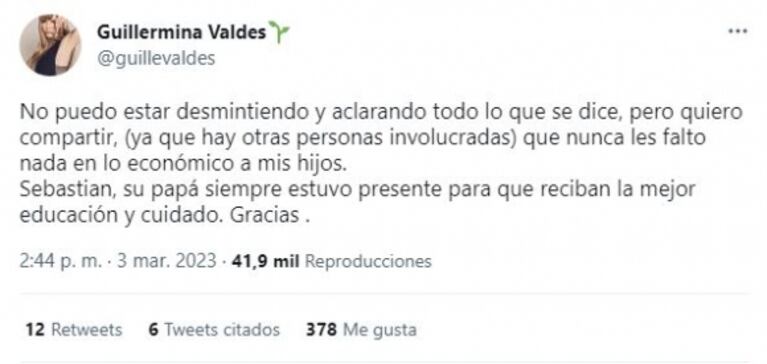 Guillermina Valdés salió a defender a Sebastián Ortega y a Marcelo Tinelli: "Nunca les faltó nada a mis hijos"