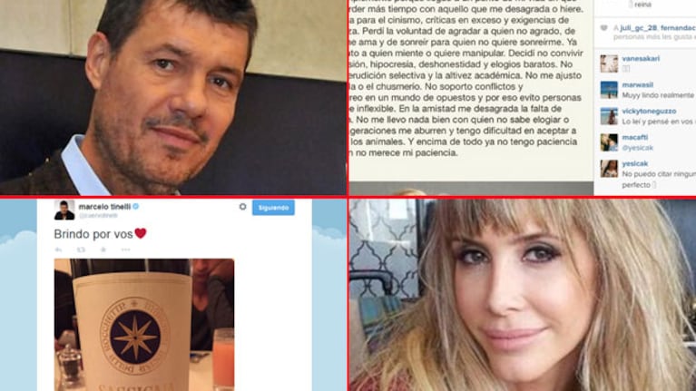 Guillermina Valdés y Marcelo Tienlli, misteriosos en las redes sociales. (Fotos: Twitter, Instagram y Web))
