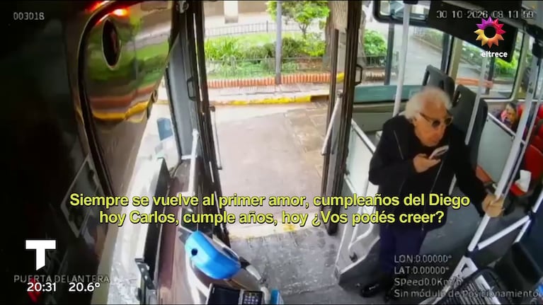 Guillermo Coppola se subió a un colectivo, el colectivero cumplía años el mismo día que Diego y le hizo una promesa (Foto: captura de eltrece).
