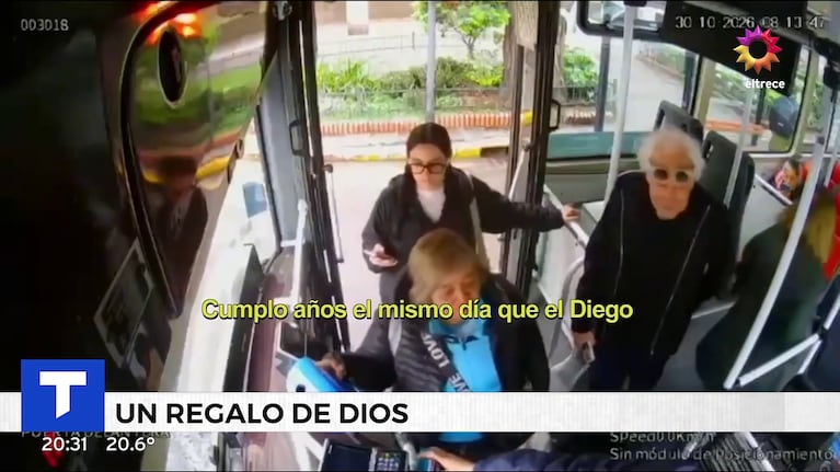 Guillermo Coppola se subió a un colectivo, el colectivero cumplía años el mismo día que Diego y le hizo una promesa (Foto: captura de eltrece).