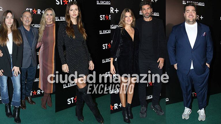 Guillermo Francela y su familia, Mery del Cerro y Meme Bouquet, China Suárez y Darío Barassi en el estreno de El Encargado (Fotos: Movilpress). 