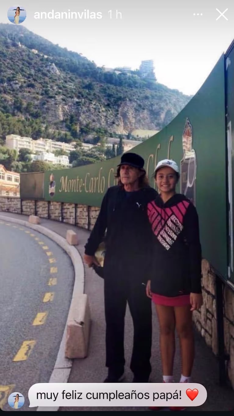 Guillermo Vilas y su hija Andanin. Foto: Instagram andaninvilas