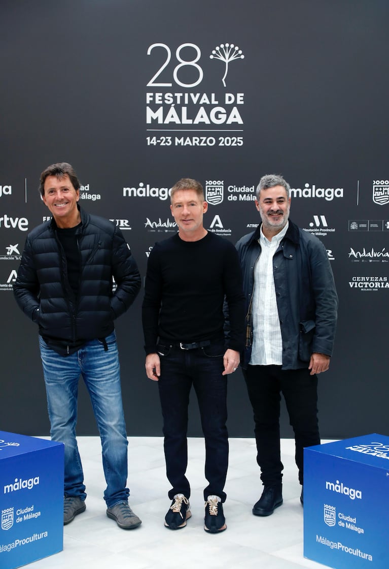 Gustavo Bermúdez, Adrián Suar y Juan Lovece en el 28 Festival de cine de Málaga. (Foto: prensa Mazel Tov)