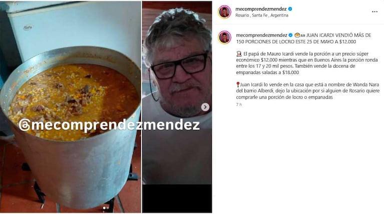 Gustavo Méndez reveló cuánto ganó el papá de Mauro Icardi con el locro que hizo junto a Wanda Nara y sus hijas (Foto: Instagram @mecomprendesmendez)