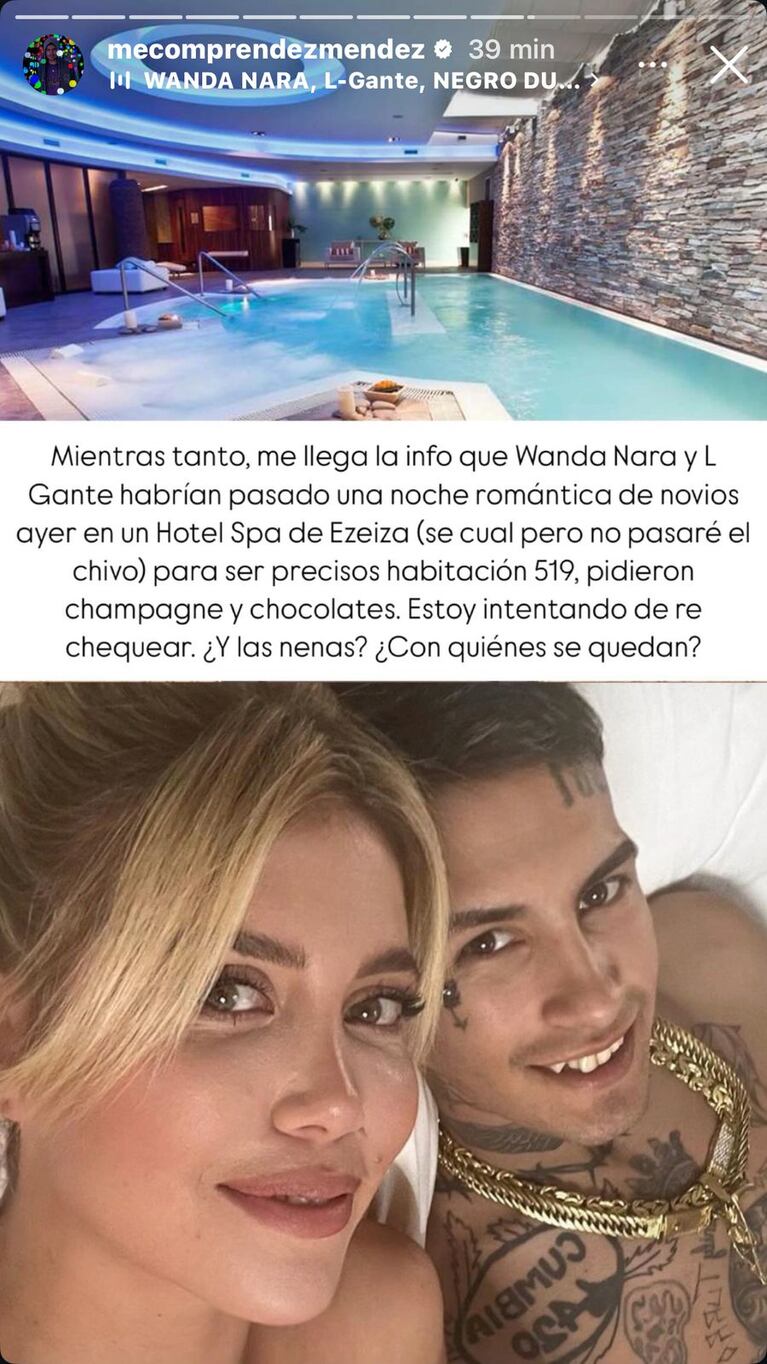 Gustavo Mendez reveló información sobre la noche de Wanda Nara y L-Gante (Foto: Instagram/@mecomprendezmendez).