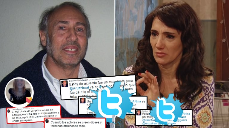 Gustavo Yankelevich se enojó con una de las autoras de Educando a Nina y defendió a Aruzzi tras su mal chiste (Foto: web y Twitter)