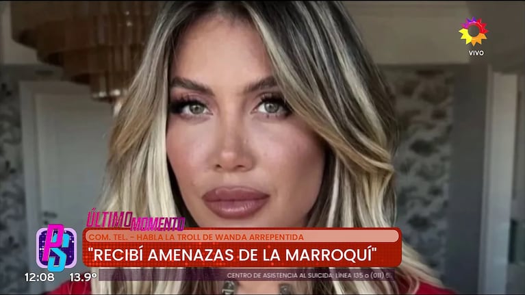 Habló la troll arrepentida de Wanda Nara con Puro Show (Foto: captura de eltrece).