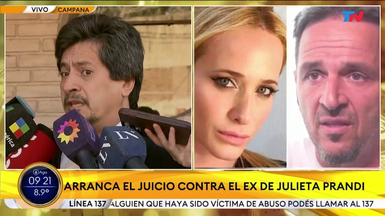 Habló Maximiliano Costa, abogado de Claudio Contardi, en el marco del juicio que le inició Julieta Prandi a su ex (Foto: captura de TN).