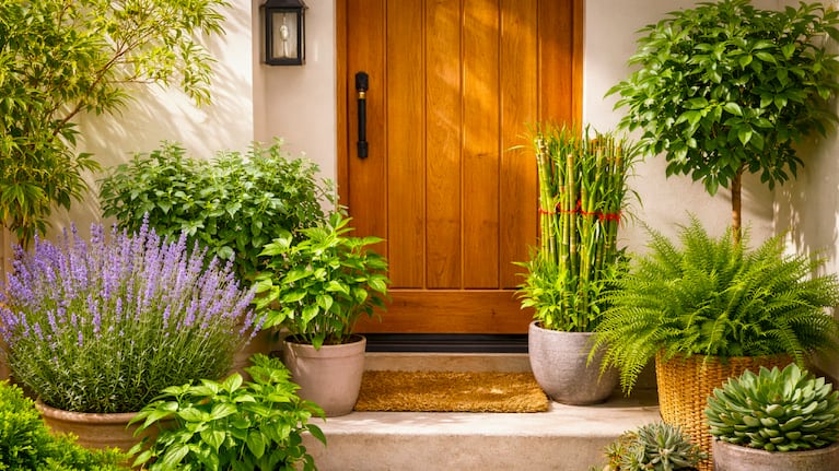 Hay detalles a tener en cuenta cuando se coloca una planta en la puerta del hogar para atraer la abundancia. Foto: IA (ChatGPT)