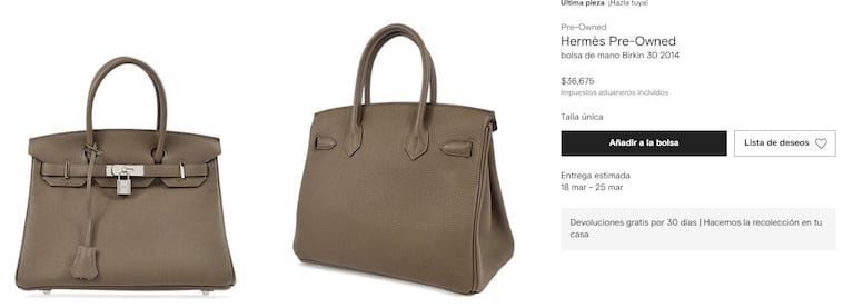 Hermès Birkin 30 2014 (Foto: captura de FARFETCH).