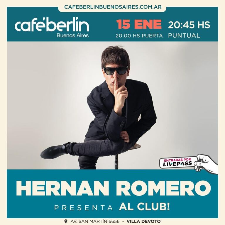 Hernán Romero en Café Berlín 2026 con “Al Club!”: fecha y cómo comprar las entradas