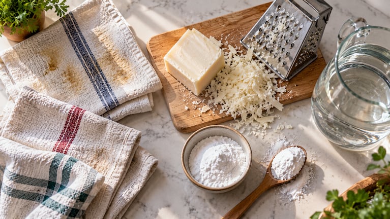 Hervir medio pan de jabón blanco con bicarbonato: para qué sirve. Foto: IA