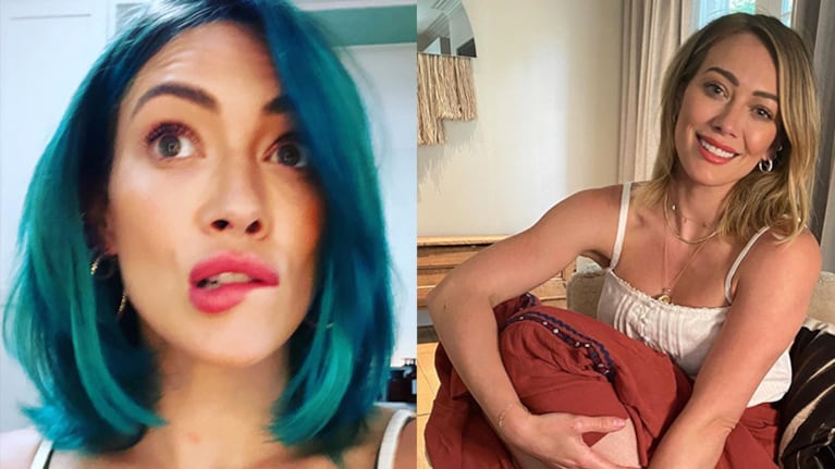 Hilary se tiñó el cabello de turquesa.