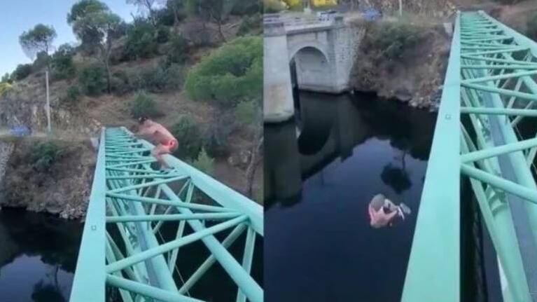 Hombre cae de puente al practicar parkour