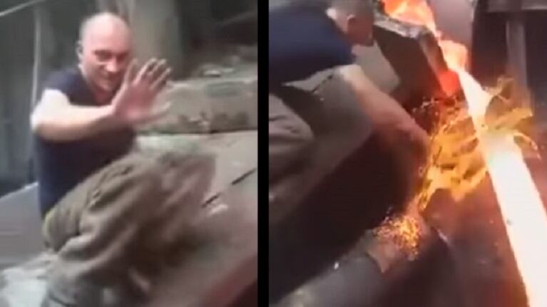 Hombre pasa la mano por metal fundido y no se quema