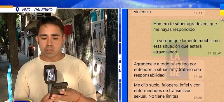 HOMERO PETTINATO SE DEFENDIÓ Y FUE LETAL CON LA REINI (captura de pantalla de A la Tarde)