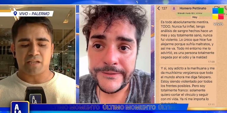 HOMERO PETTINATO SE DEFENDIÓ Y FUE LETAL CON LA REINI (captura de pantalla de A la Tarde)