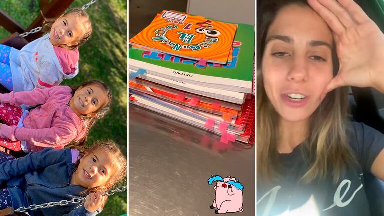 Cinthia Fernández, desbordada por la increíble cantidad de tarea de sus hijas