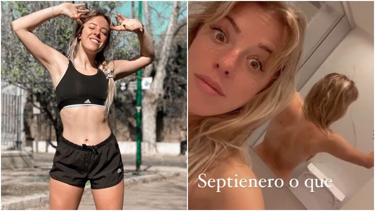 El divertido video de Nati Jota desnuda en el baño antes de ducharse tras entrenar bajo el sol: "Septienero, ¿o qué?"