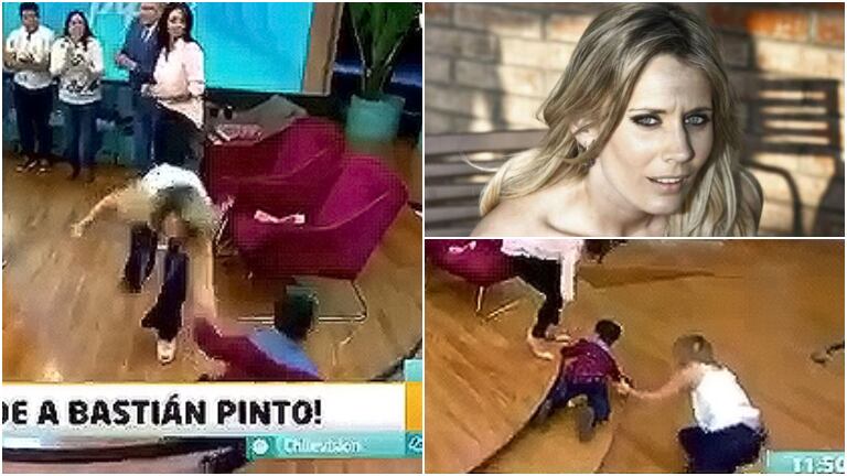 Rocío Marengo se cayó en un programa de la televisión chilena