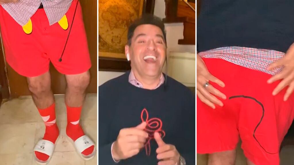 Mariano Iúdica sorprendió con su singular look de entrecasa en vivo: "Es un pantalón de Mickey"