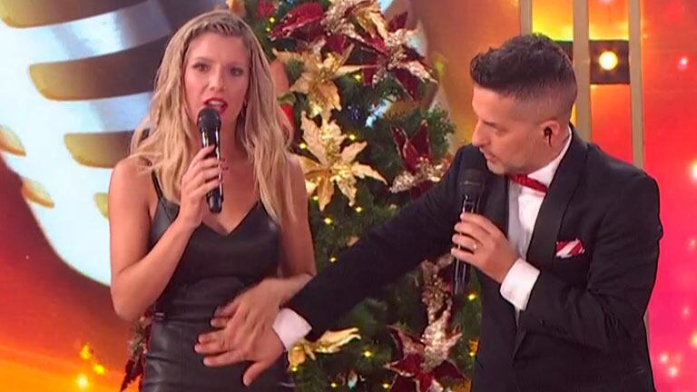 ¿La mandó al frente? Ángel de Brito le tocó la panza a Laurita Fernández, en medio de rumores de embarazo