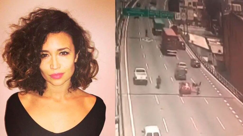 Julia Mengolini chocó con un motociclista en la autopista 25 de mayo