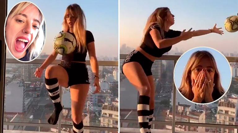 Nati Jota se puso a hacer jueguitos en el balcón de su departamento y se le cayó la pelota
