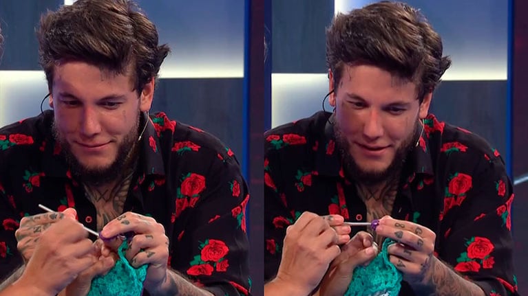 Alex Caniggia se animó a probar cómo tejer tras anunciar que con Melody Luz esperan un nene