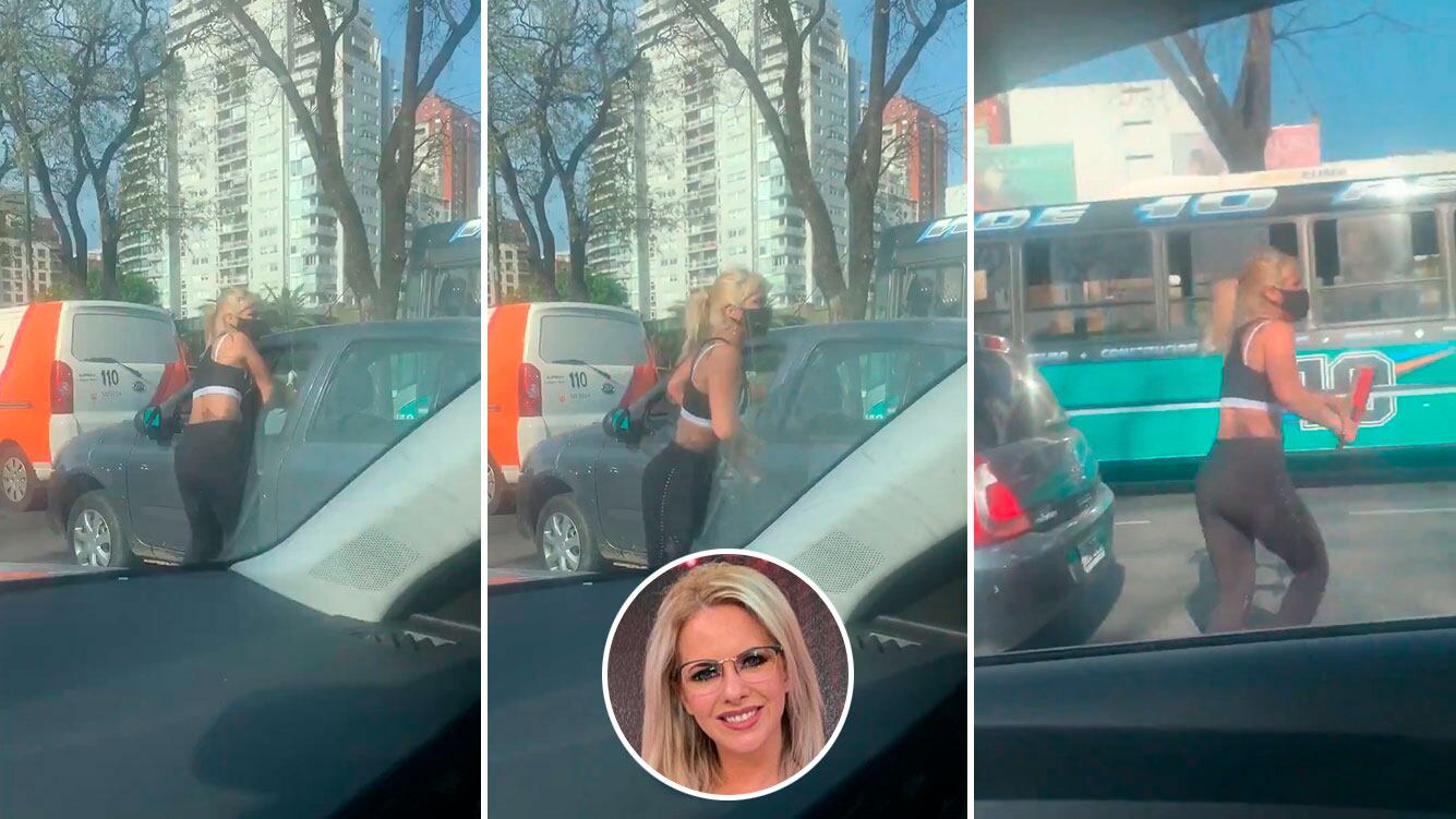 Alejandra Maglietti grabó a una limpiadora de vidrios forcejeando con una conductora
