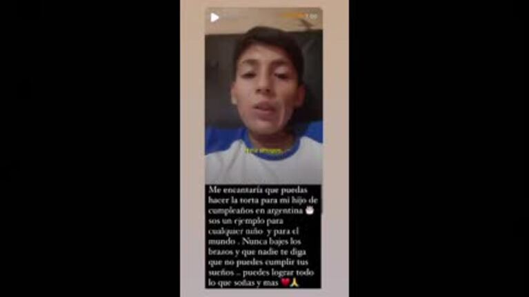 El gesto de Wanda Nara con Joaquín, el "nene pastelero": "Me encantaría que le hagas la torta de cumpleaños a mi hijo"