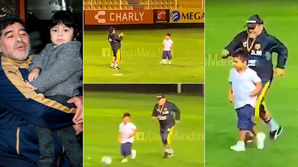 El video de Maradona jugando al fútbol con su hijo Dieguito