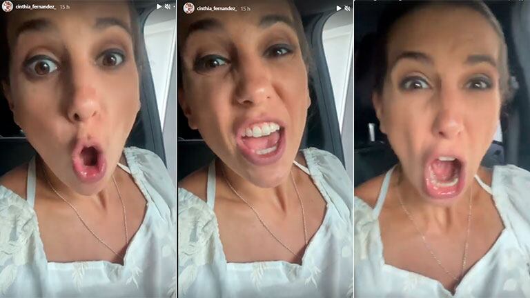 La furia de Cinthia Fernández al quedar varada por las manifestaciones y los cortes