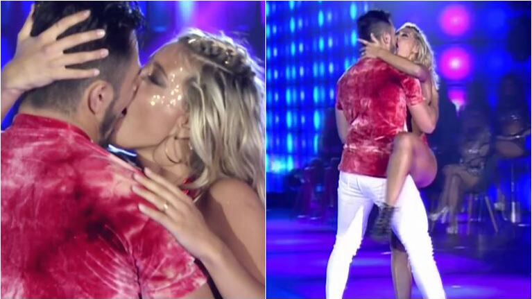 El beso de Sol Pérez y Fernando Bertona en el pop latino de ShowMatch