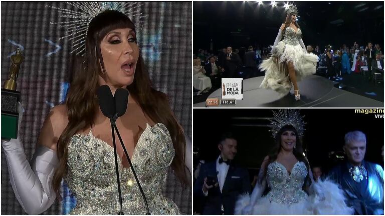 Moria Casán se lució con un súper look en un homenaje que le hicieron en los Martín Fierro de la Moda