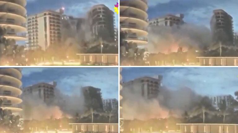 El conmocionante video del momento en que se derrumbó el edificio de Miami donde se hospedaban Nico Vázquez y Gime Accardi