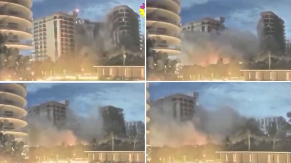 El conmocionante video del momento en que se derrumbó el edificio de Miami donde se hospedaban Nico Vázquez y Gime Accardi