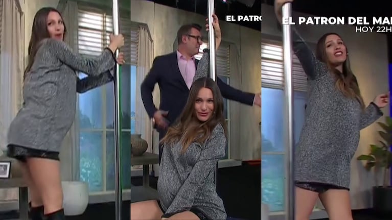 Pampita, a pura sensualidad, bailó en el caño en su programa a días de dar a luz: "No me veo muy sexy con la pancita"