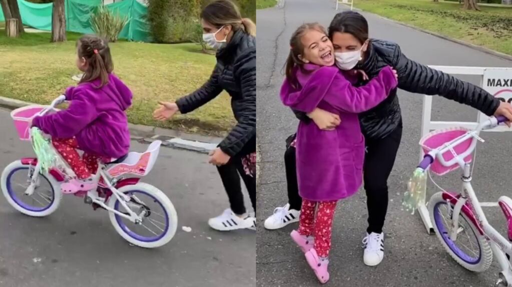 ¡Mamá conmovida! Cinthia Fernández y su emoción porque Bella aprendió a andar sola en bicicleta