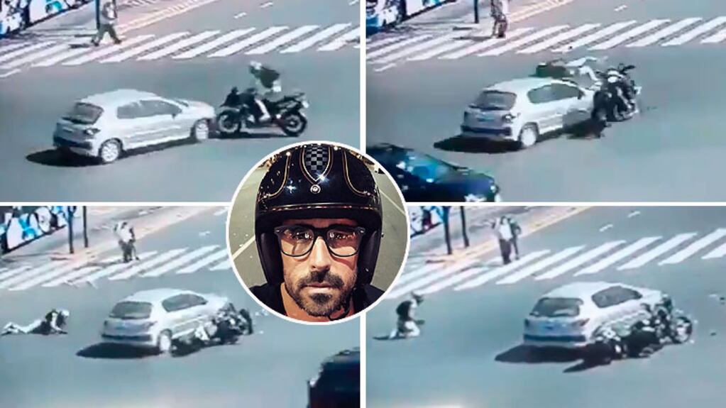 El video del choque en moto de Nacho VIale en pleno Palermo: la imprudencia de la conductora 