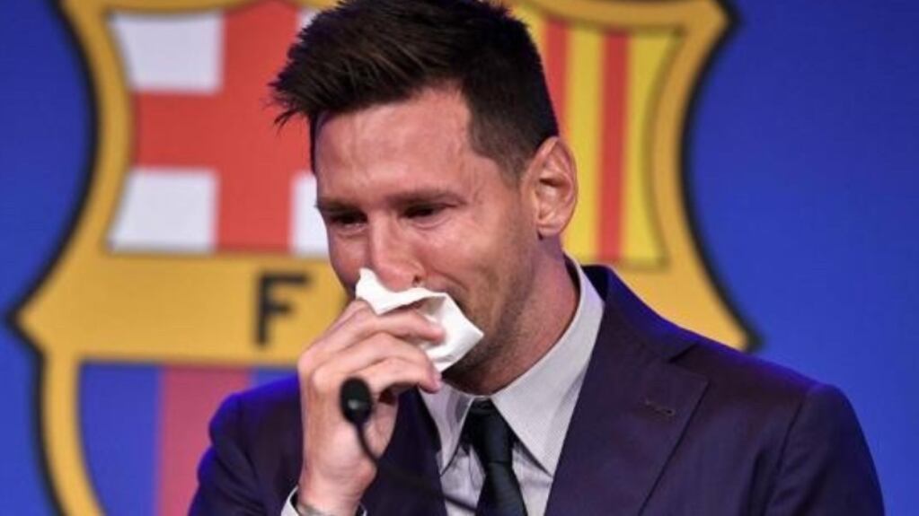 Lionel Messi quebró en llanto en su despedida del Barcelona