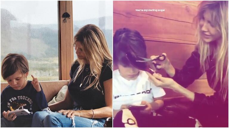 Gullermina Valdes mostró cómo le corta el pelo a su pequeño en su casa en plena pandemia