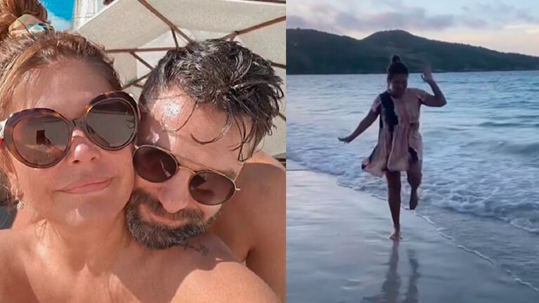Las románticas vacaciones de Nazarena Vélez y Santiago Caamaño: diversión y mimos en la playa