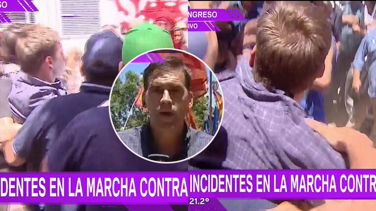 Agredieron al periodista Sebastián Domenech durante los incidentes en el Congreso