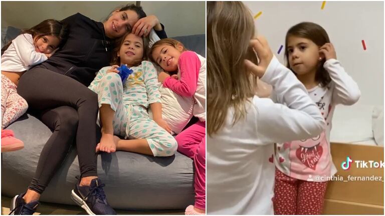 Divertidísimo posteo de Cinthia Fernández en TikTok mostrando a sus hijas idénticas